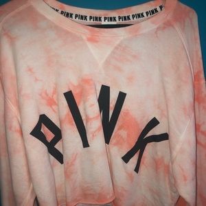 Light orange tiedye long sleeve crop top from PINK